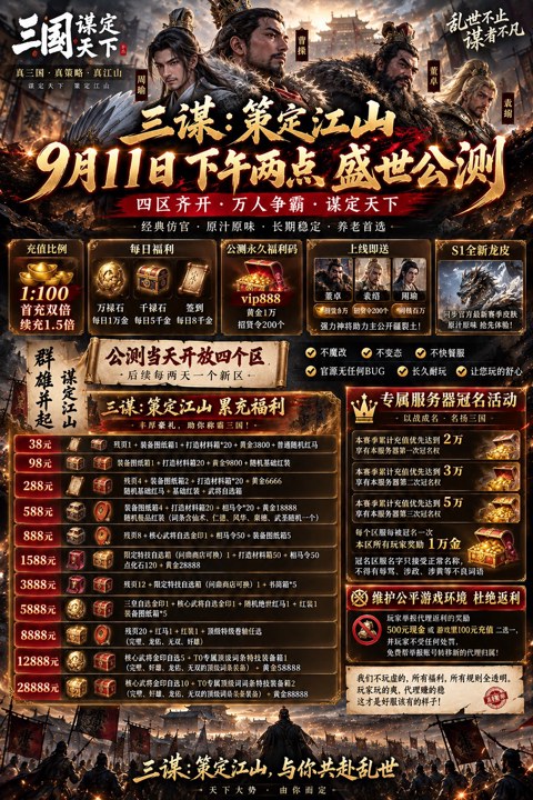 三国谋定天下充值介绍
